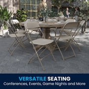 Flash Furniture Hercules Series Plastic Folding Chair Beige - 10 Pack 650LB Weight Capacity Comfortable Event Chair - Lightweight Folding Chair