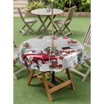 thumbnail image 3 of Outdoor Tablecloth with Umbrella Hole and Zipper, Grey Christmas Round Table Cloth 54 Inch Waterproof Tablecloth, Snowman Xmas Truck Balls Tree Picnic Table Cover for Patio Camping, 3 of 7