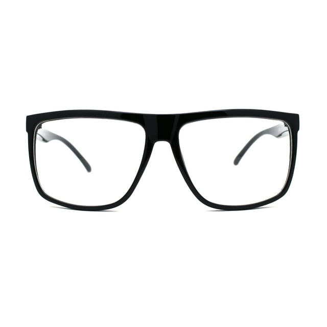 Lunettes de Vue en Plastique Fines Style Hipster à Monture Corne, Monture Plate, Lentille Transparente, Noir