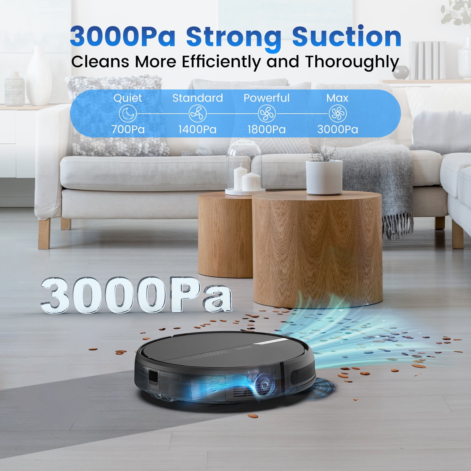AIRROBO G60 3 in 1 Robot Vacuum and Mop Combo with Smart App&Voice Control,2 in 1 Tank for pet hair