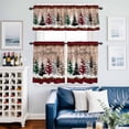 thumbnail image 2 of Christmas Tree Kitchen Curtains Sets for Windows 36 Inch Length, Xmas Tree Vintage Red Black Plaid Rod Pocket Window Treatments Tier Curtains and Valances Set for Bedroom/Bathroom, 2 of 8