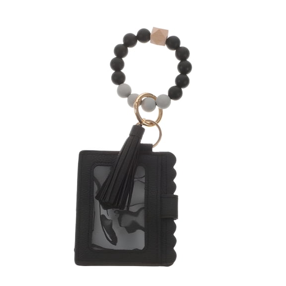 GASTROPOD Card Holder Keychain Pu Tassel Beaded Wristlet Ring Bracelet Silicone Wallet Bangle Beaded Wristlet Keychain