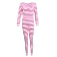 thumbnail image 1 of SUNSIOM Combinaison Décontractée Slim pour Femmes, Col Boutonné Manches Longues Justaucorps Rayé, 1 of 6