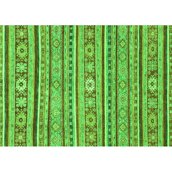 Ahgly Company Indoor Rectangle Oriental Green Modern Area Rugs, 2' x 5'