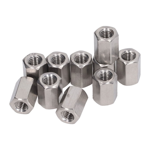 Tuerca de acoplamiento hexagonal, 10 tuercas de acoplamiento hexagonales Tuercas de acoplamiento hexagonales de acero inoxidable Tuercas de acoplamiento gruesas Diseño exquisito VoborMX herramienta