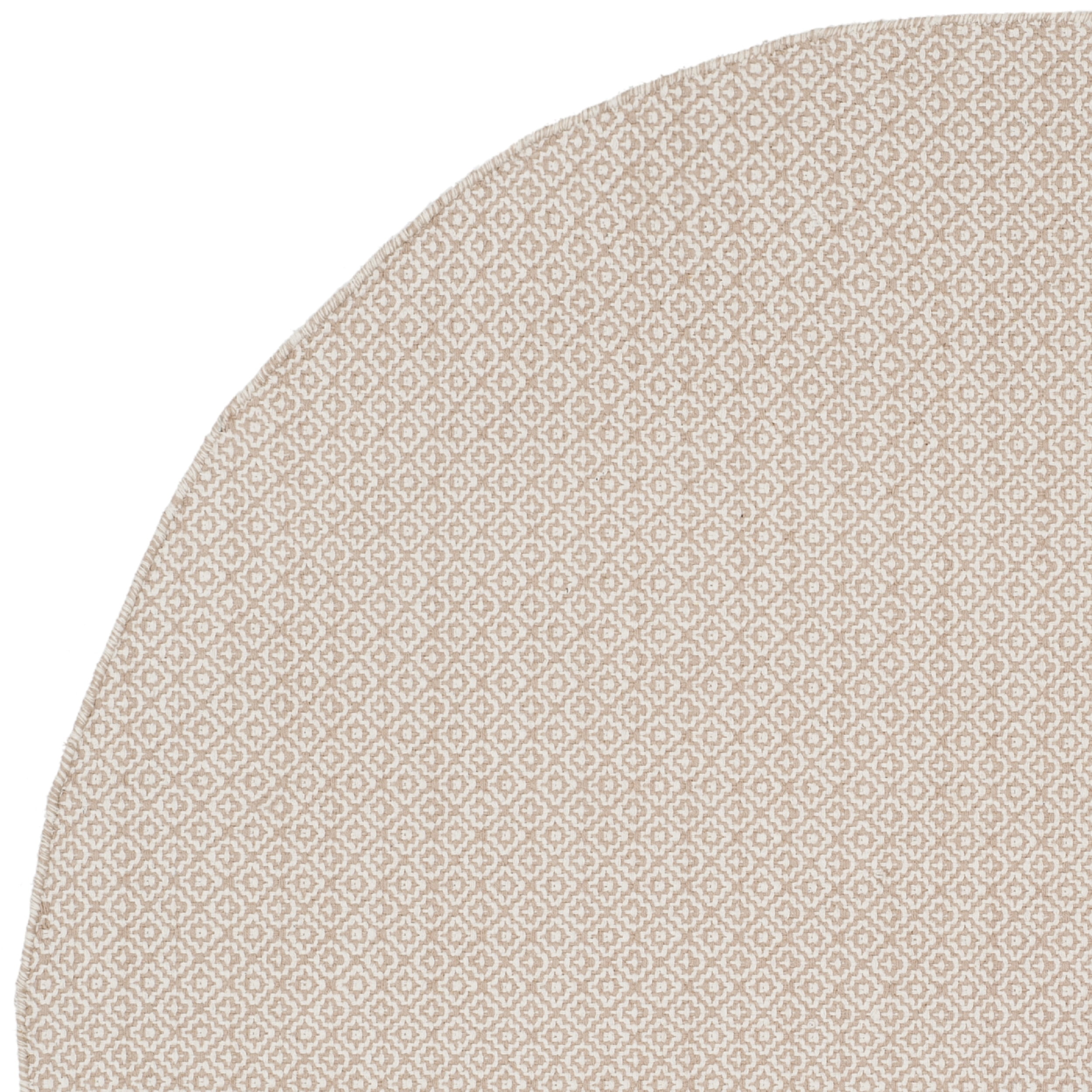 SAFAVIEH Montauk Audra Geometric Cotton Area Rug, Ivory/Beige, 6' x 6' Round