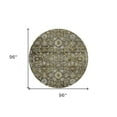 thumbnail image 3 of 8' Brown And Beige Round Oriental Washable Indoor Outdoor Area Rug, 3 of 5