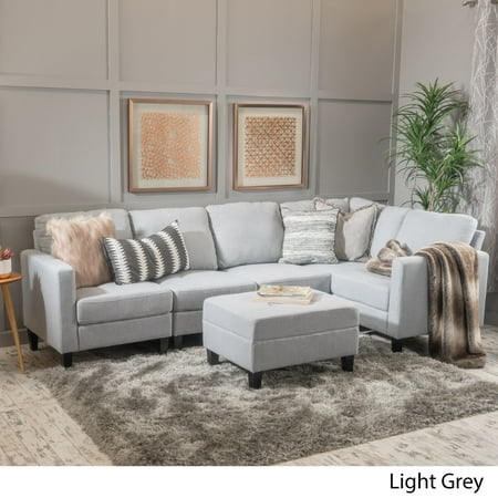 - Christopher Knight Home Zahra 6-piece Fabric Sofa Sectional with Ottoman by Grey