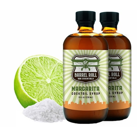 Barrel Roll Bar Essentials Cocktail Mixers - Margarita Cocktail Mix - All-Natural Margarita Drink Mix - USA Handcrafted Cocktail Syrups - Small Batch Cocktail Bitters w/ Real Cane Sugar - 2 x 8 Ounce
