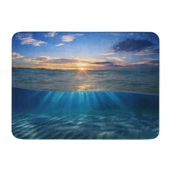 POGLIP Abstract Underwater Part and Sunset Skylight Splitted by Waterline Doormat Floor Rug Bath Mat 30x18 inch