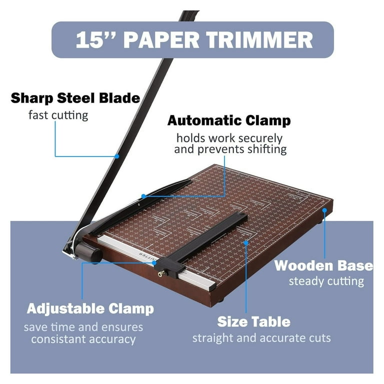 Paper Cutter Guillotine, Paper Trimmer Heavy Duty, 15 Inch Paper