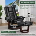 thumbnail image 5 of PU Leather Recliner Chair with Matching Ottoman, 360° Swivel Recliner with Footrest Armrest Backrest & Thick Padded Cushion, Modern Recliner with Wood Base For Living Room, Bedroom, Office, 5 of 9