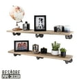 thumbnail image 3 of 36 in. x 7.5 in. x 6.75 in. Driftwood Tan Restore Wood Wall Shelving with Industrial Steel Pipe L- Brackets, 3 of 8