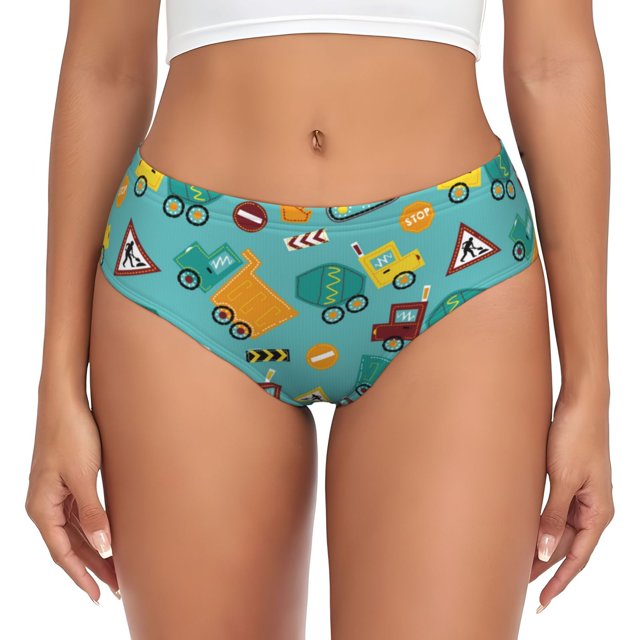Balery Trucks And Excavators Ropa Interior de Algodón para Mujer con Dibujo – Braguitas Cómodas y Elásticas, Estilo Clásico-4X-Large