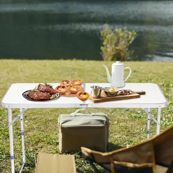 4ft Portable Folding Table - 120x60x70cm Multipurpose Table for Home, Office and Events, White