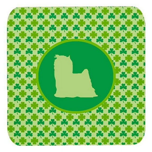 Yorkie Lucky Shamrock Foam Coasters, Set Of 4