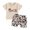 Beige, variant on Toddler Cowboy First Birthday 2 Piece Outfit Set, Baby Boys ONE Letter Print Short Sleeve Tee Cow Print Drawstring Shorts Western Casual Summer Suit(Beige,6-12 Month)