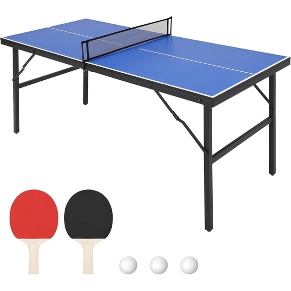 Trilenars Portable Ping Pong Table Set for Indoor Outdoor,New Blue
