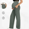 thumbnail image 4 of Riecok Maternity Yoga Pants Plus Size High Waisted Stretchy Wide Leg Pregnancy Leggings Solid Support Belly Activewear Pants, 4 of 7
