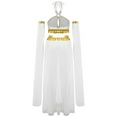 thumbnail image 4 of dPois Women's Belly Dance Outfit Arabian Princess Halter Bra Top with Maxi Skirts Split Sleeves White S, 4 of 7