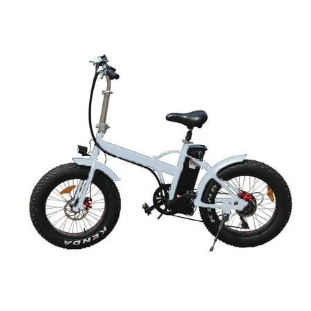 Mutlu Home Goods Electric Bike Foldable 20 x 4.0 Fat Tire Electric Bicycle with 500W Motor 48V 12.5AH Removable Battery and Dual Shock Absorber for Adults (Silver)