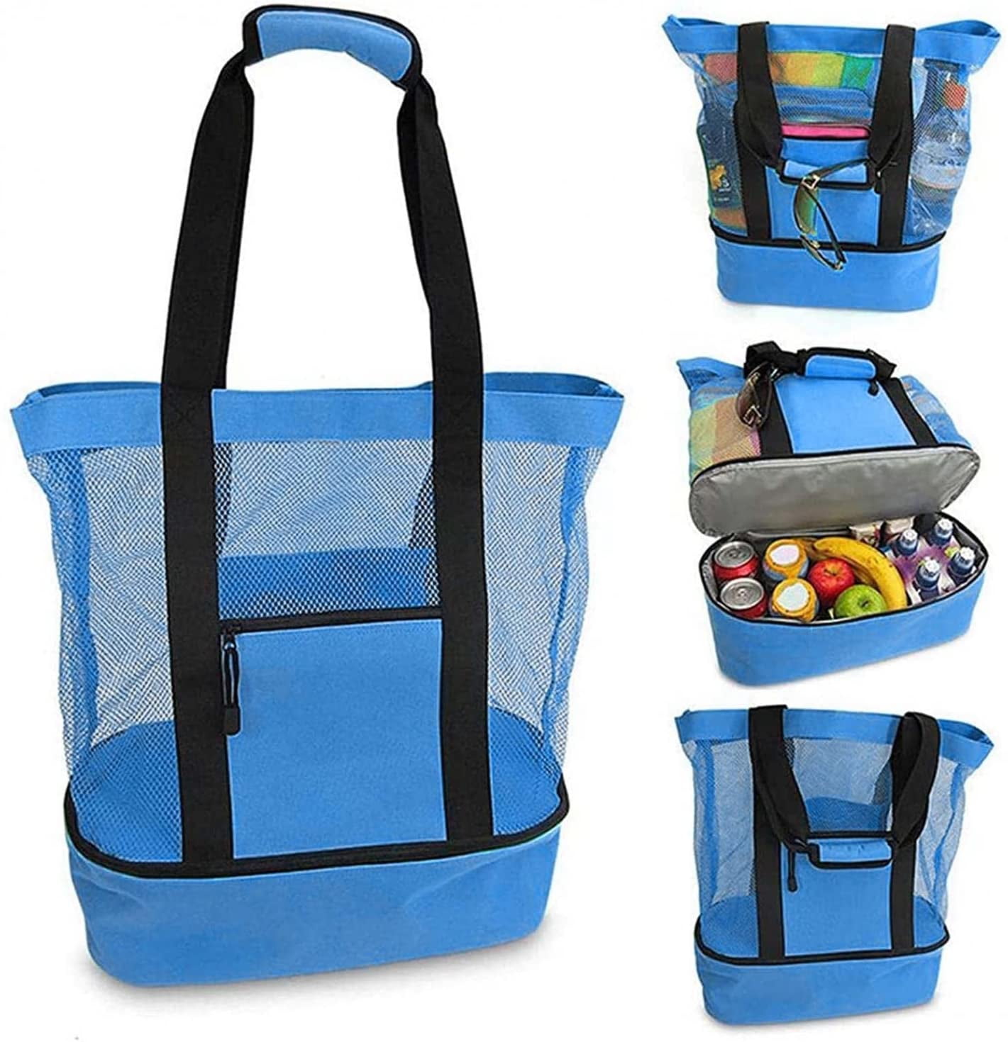 HeSaYep Picnic Bag Oversized Beach Mesh Tote Bag Outdoor Camping Cooler
