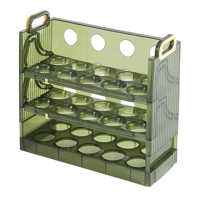 Soporte para huevos para refrigerador, caja de almacenamiento de huevos para refrigerador, contenedor abatible para bandeja de huevos para refrigerador