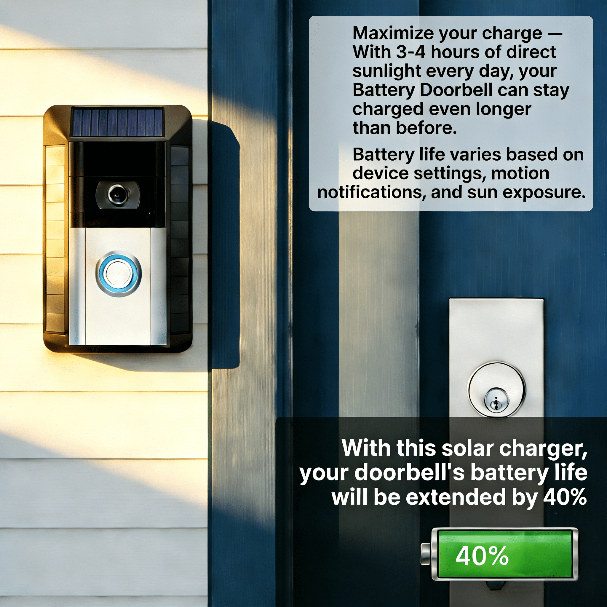 Solar Charger for R.ing Battery Doorbell 2024 Release USB-C Battery Doorbell