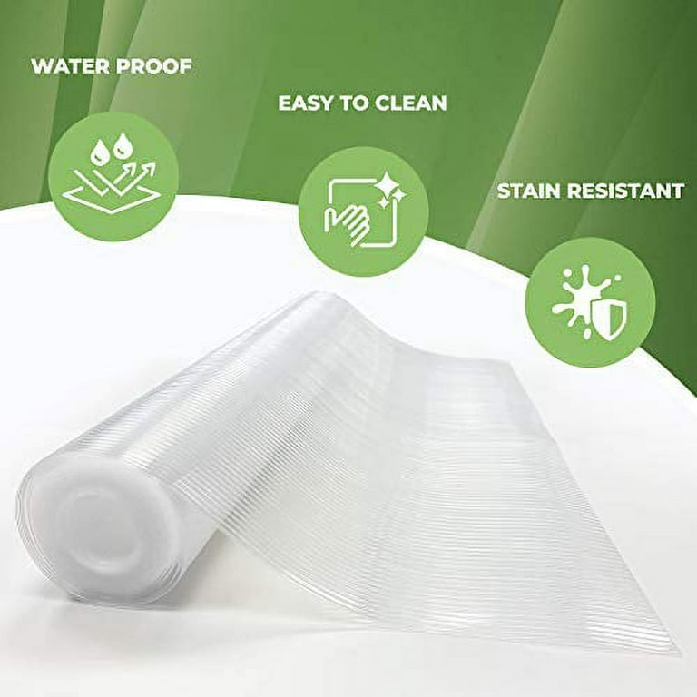 Clear Ribbed Plastic Shelf Liner, Waterproof, Non-Adhesive (24 Inch x 20  Feet) 