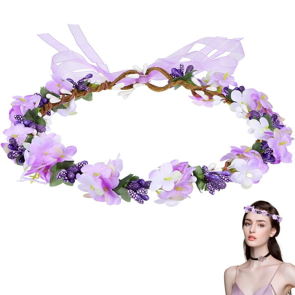 Toyandona Floral Crowns For Women Purple Fabric 1Set Circular Headwear For Parties
