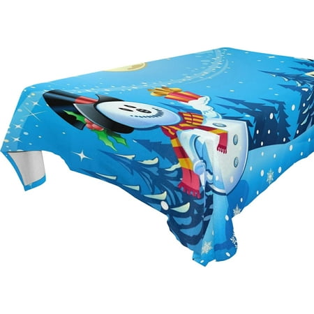 SKYSONIC Christmas Snowman Tablecloth Waterproof Washable Polyester Square Table Cover Durable Tablecloth for Kitchen Dining Table Party Decor (60 X 120 Inch)