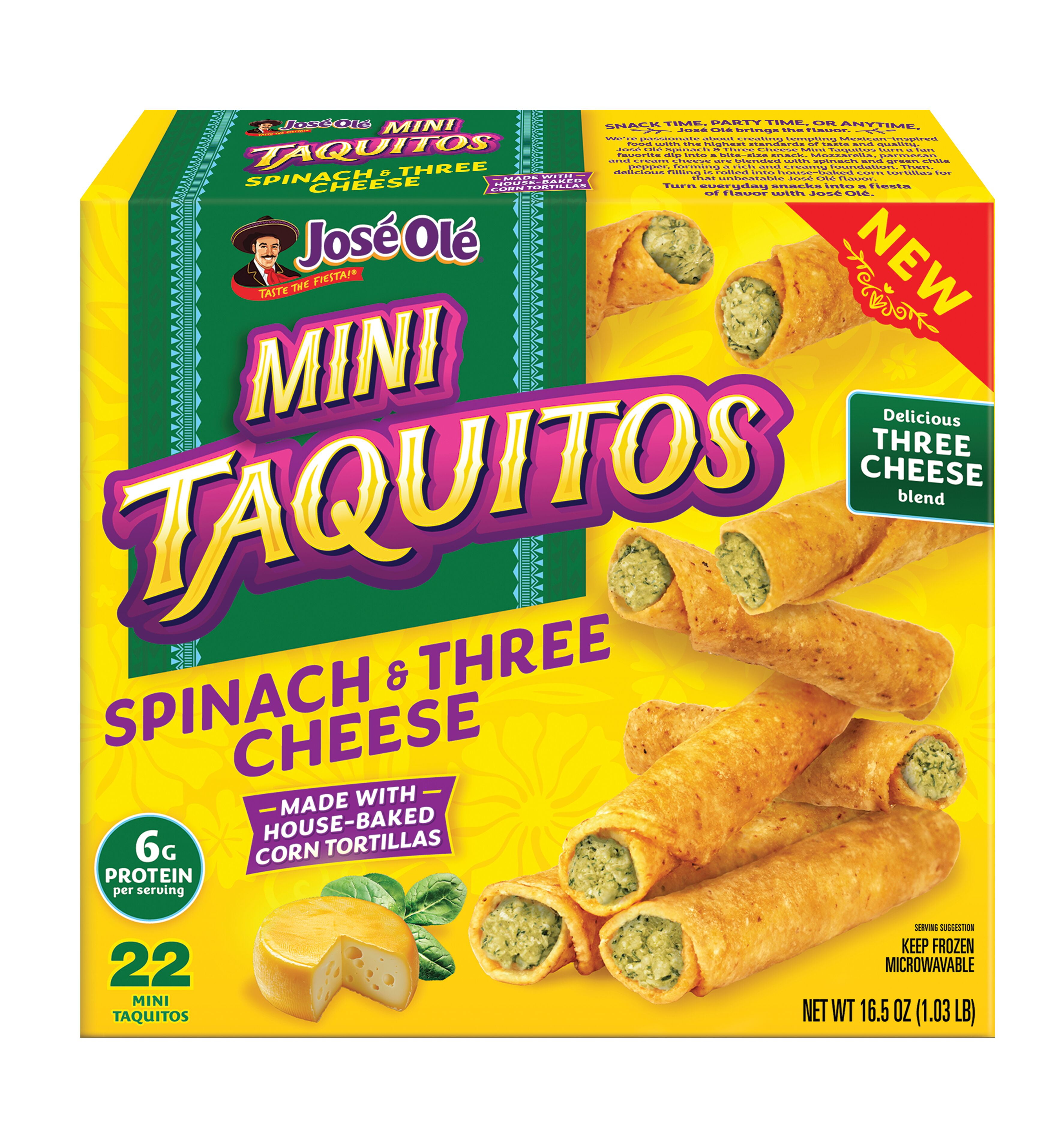 Jose Ole Spinach Dip Mini Taquitos, Frozen Mexican Snacks