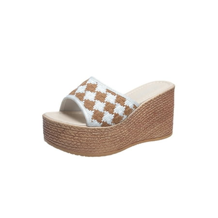 

Difumos Ladies Cozy Braid Strap Wedge Sandals Lightweight Open Toe Shoes Summer Nonslip Platform Comfortable Slippers