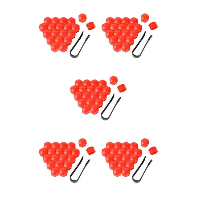 Maytalsory 20 Pieces Car Wheel Nut Caps Auto Hub Screw Head Cover Plastic Replacement Dust-proof Automobile Rims with Clip Red 19mm 5Set