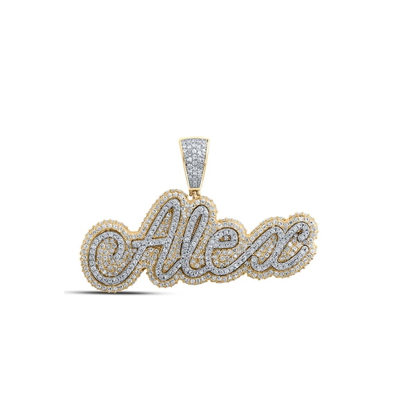 10kt Two-tone Gold Mens Round Diamond ALEX Name Charm Pendant 2 Cttw
