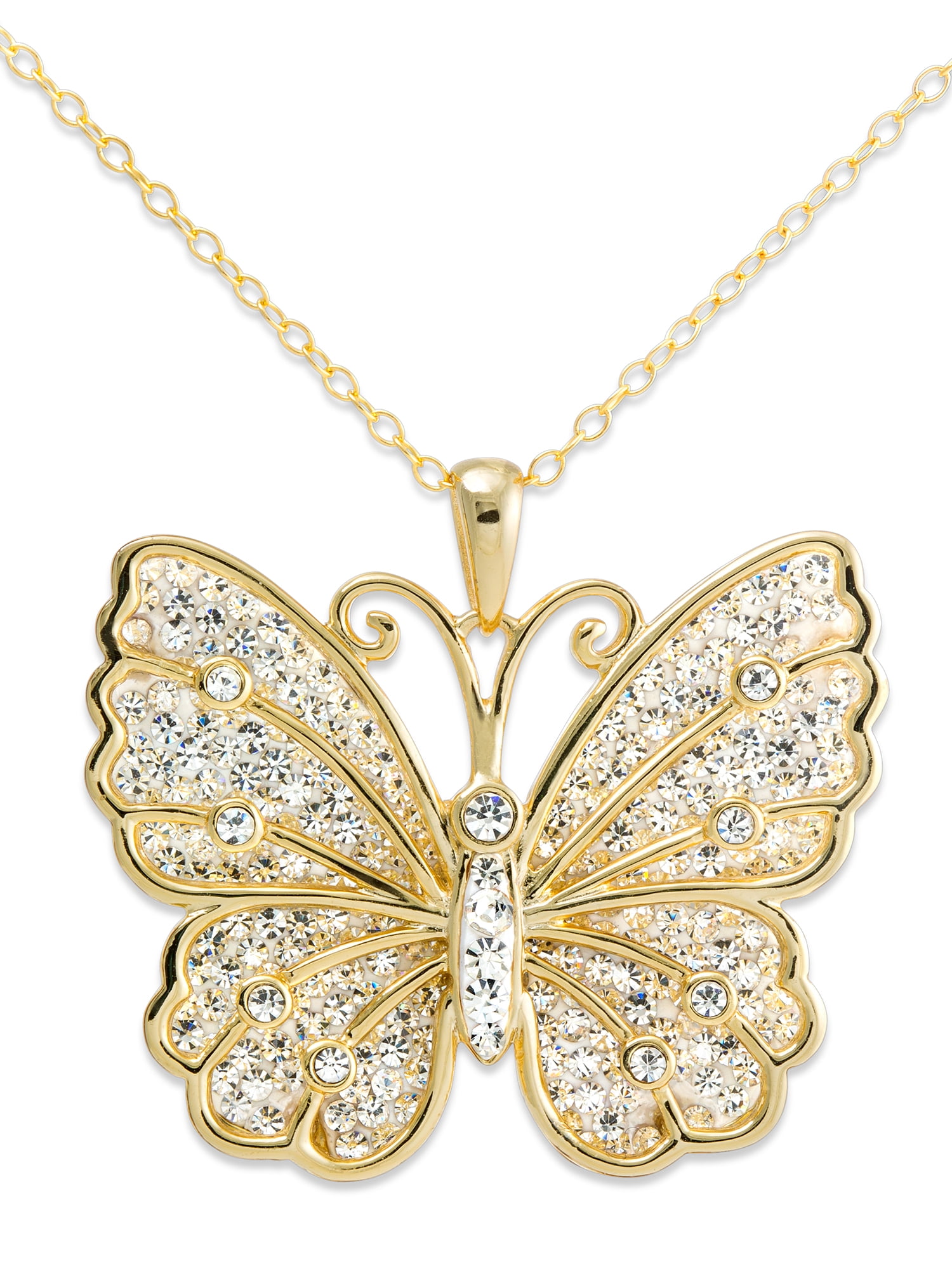 Adisaer Gold Plated Pendant Necklaces for Women Cubic Zirconia Butterfly