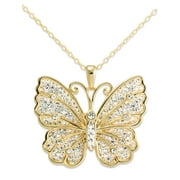 Brilliance Fine Jewelry Crystal Butterfly Gold-Tone Sterling Silver Pendant Necklace