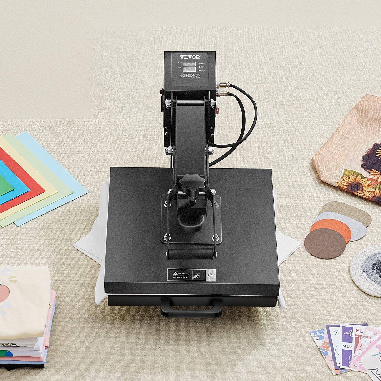 Heat Press Machine 15x15 Inch Sublimation Transfer Printer with Digital Control, Adjustable Pressure, Teflon Coated Plate, Dual Heating System, for DIY T-Shirts, Bags, Pillows, and Flat Items