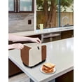thumbnail image 4 of Boho Brown Leather Texture Toaster Cover 2 Slice, Modern Yellow Striped Dustproof Bread Machine Oven Cover with Storage Pockets, Fits Most Kitchen Toasters Protector, 4 of 5