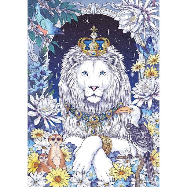 Taladro Pintura Diamante (DE5144) 5D DIY Corona Redonda Completa León Rhinestone Cuenta Mosaico 45x60cm FLhrweasw Nuevo