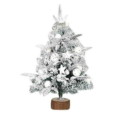 

Alueeu Pe Flocking Mini Christmas Tree With Lights Holiday Decoration Pendant PE flocking tree decoration mini table with lamp 45cm white
