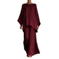 thumbnail image 2 of Endives Women's Lounge Set Cotton Linen Shirt and Wide Leg Pant Comfortable Loose Fitting Top And Pants Two Piece Set Spring Summer Wine, 2 of 4