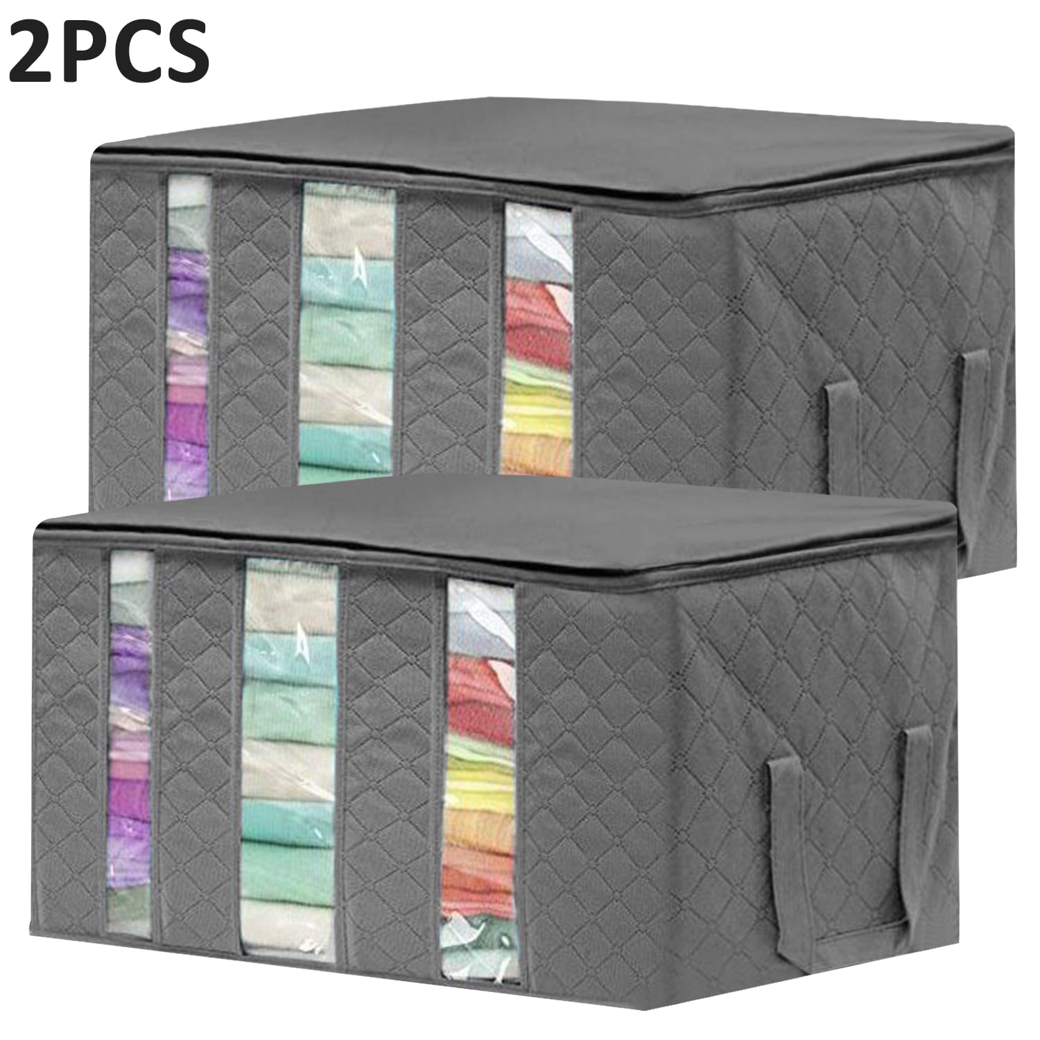 Chrlaon Closet Organizers and Storage Bags for Clothes, Storage Bins Boxes Gray 2 Pcs