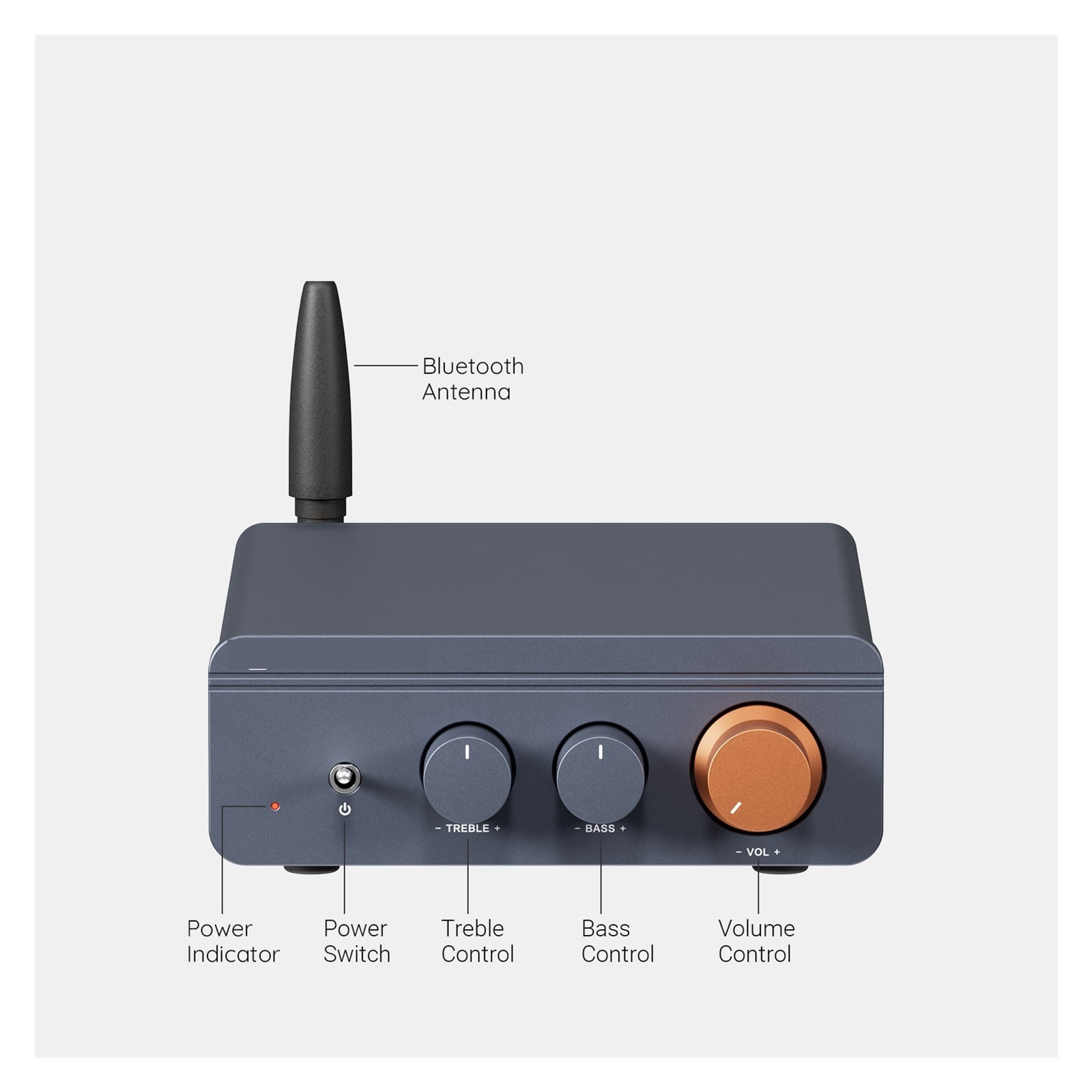 Bluetooth Sound Power Amplifier 300W x2 Mini HiFi Stereo Class D Amp Bass Treble for Home Theater ,Bass & Treble Control