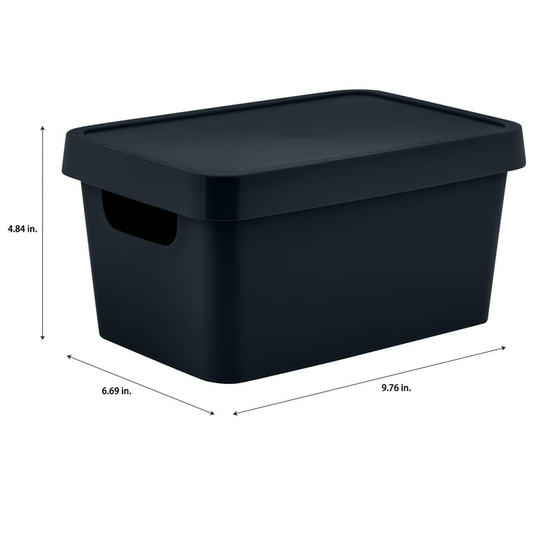 Simplify Small Plastic Vinto Storage Box with Lid in Charcoal
