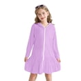 thumbnail image 2 of TIREOW Girls Swim Cover Up Solid Color Long Sleeve Zip-Up Hooded Terry Bathing Beach Pool Swimwear Clothes with Sunglasses 2 Piece Set, 2 of 9