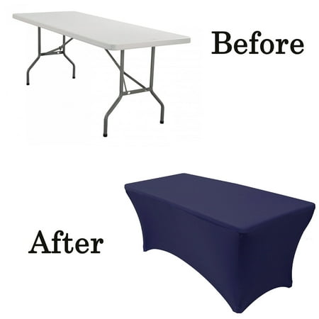 Your Chair Covers - Stretch Spandex 6 Ft Rectangular Table Cover Navy