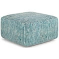 thumbnail image 1 of Bowery Hill Boho Square Pouf in Patterned Teal Melange Cotton, 1 of 6