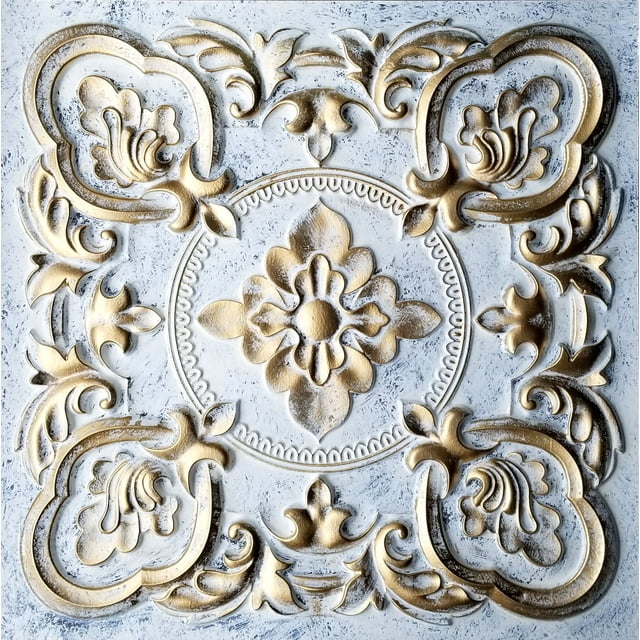 Tuile de Plafond en Faux Étain PVC à Insérer, à Coller 2'x2', Arctic Sun, Échantillon