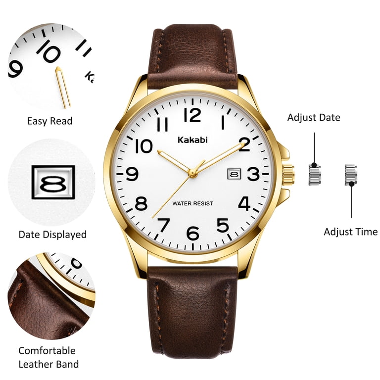 Alps Men's Minimalist Ultra-Thin Leather Strap Watch photo 2